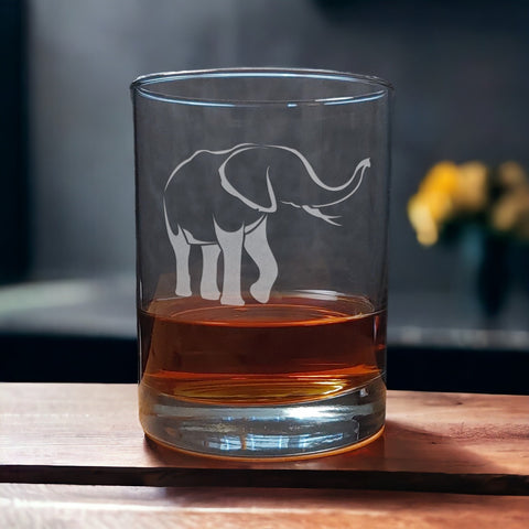 Elephant 13 oz Whisky Glass - Design 4 - Copyright Hues in Glass