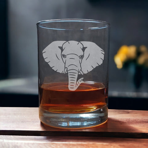 Elephant Face 13 oz Whisky Glass - Copyright Hues in Glass