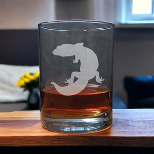 Gecko 13oz Whiskey Glass - Design 3 - Copyright Hues in Glass
