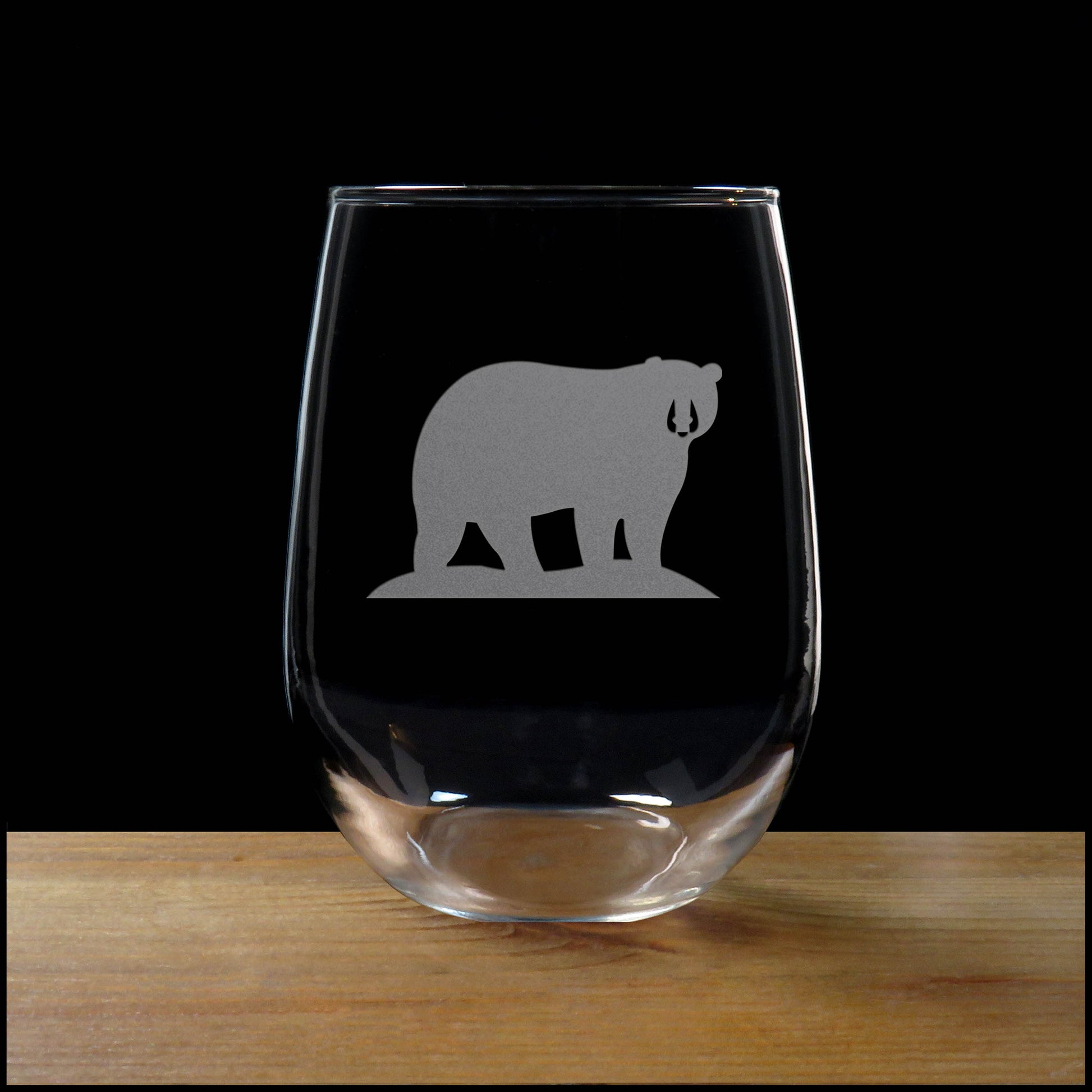 Bear Stemless Wine Glass - Copyright Hues in Glass