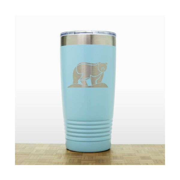 Teal - Bear 20 oz Insulated Tumbler - Copyright Hues in Glass