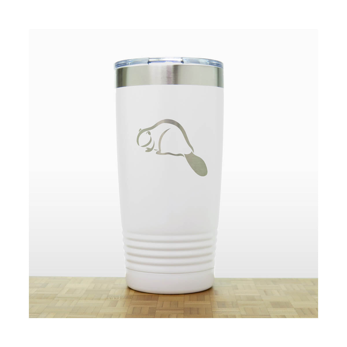 White - Beaver 20 oz Engraved Insulated Tumbler - Copyright Hues in Glass