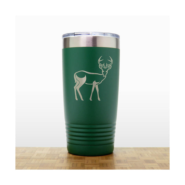 Green - Deer 20 oz Insulated Tumbler - Design 4 - Copyright Hues in Glass