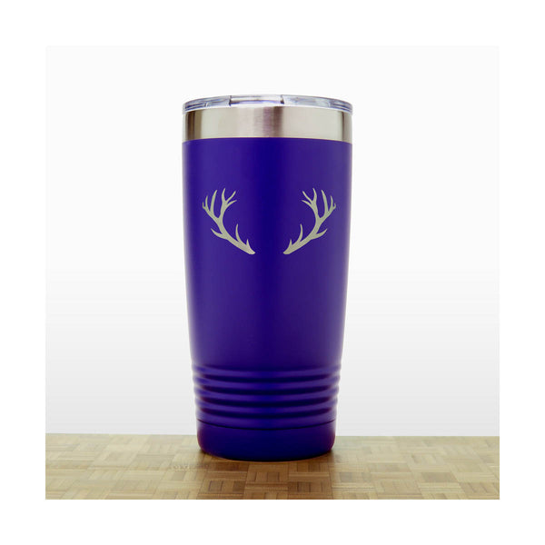 Purple - Deer Antlers 20 oz Insulated Tumbler - Copyright Hues in Glass