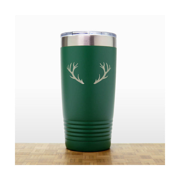 Green - Deer Antlers 20 oz Insulated Tumbler - Copyright Hues in Glass