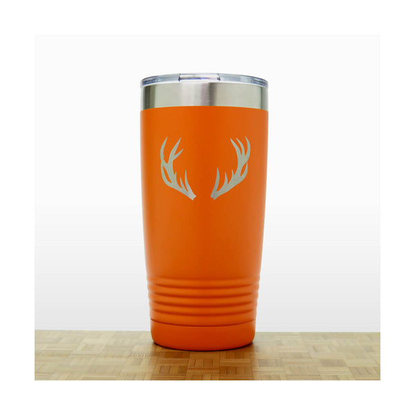 Orange - Deer Antlers 20 oz Insulated Tumbler - Design 2 - Copyright Hues in Glass