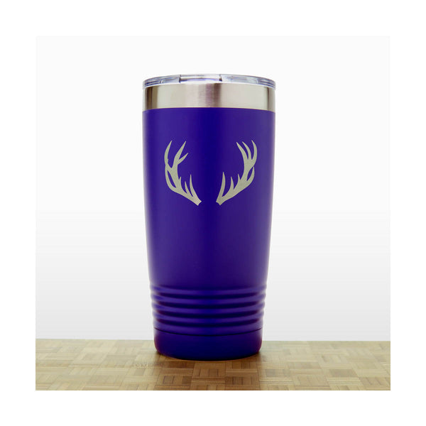 Purple - Deer Antlers 20 oz Insulated Tumbler - Design 2 - Copyright Hues in Glass