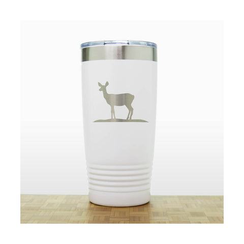 White - Doe Deer 20 oz Engraved Insulated Tumbler - Copyright Hues in Glass
