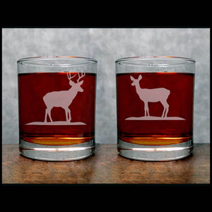 Stag and Doe - 11.2oz Whiskey Glass Set - Copyright Hues in Glass