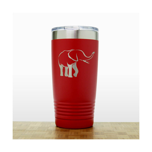 Red - Elephant 20 oz Engraved Insulated Travel Tumbler - Design 4 - Copyright Hues in Glass
