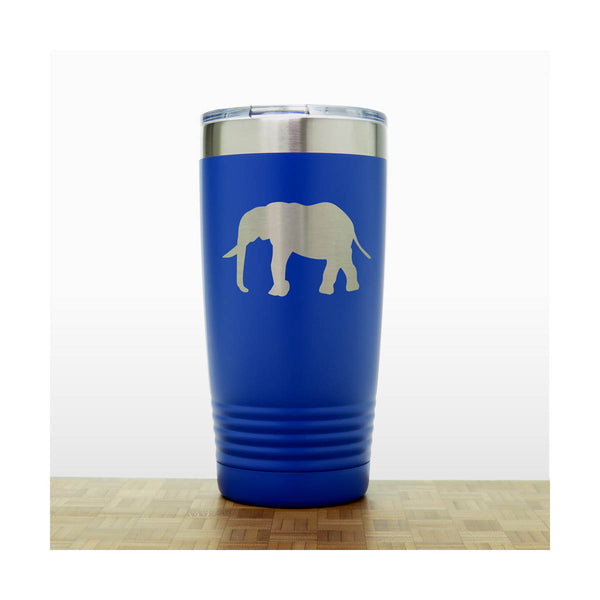 Blue - Elephant 20 oz Insulated Travel Tumbler - Design 5 - Copyright Hues in Glass