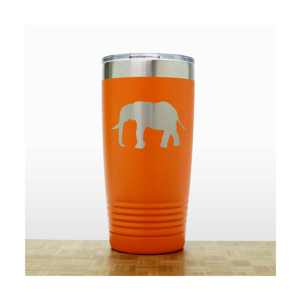 Orange - Elephant 20 oz Insulated Travel Tumbler - Design 5 - Copyright Hues in Glass