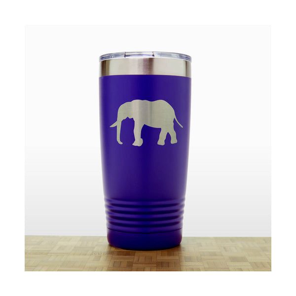 Purple - Elephant 20 oz Insulated Travel Tumbler - Design 5 - Copyright Hues in Glass