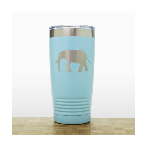 Teal - Elephant 20 oz Insulated Travel Tumbler - Design 5 - Copyright Hues in Glass
