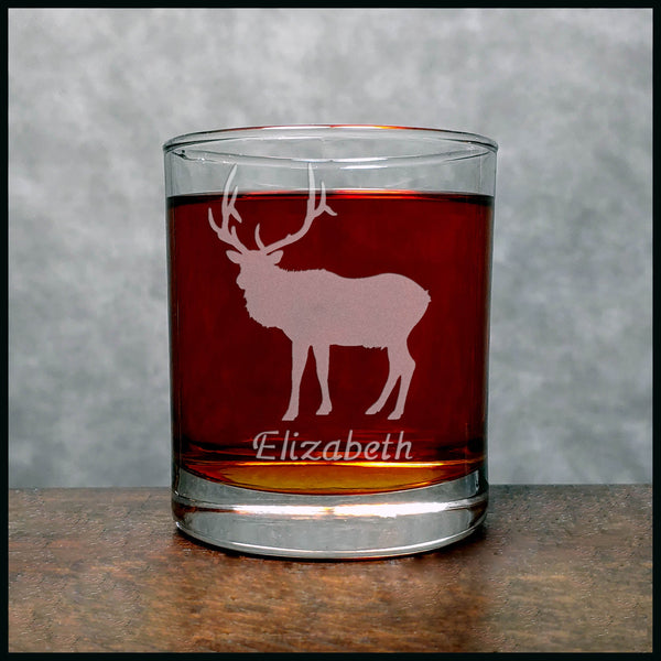 Personalized Elk Whisky Glass - Copyright Hues in Glass