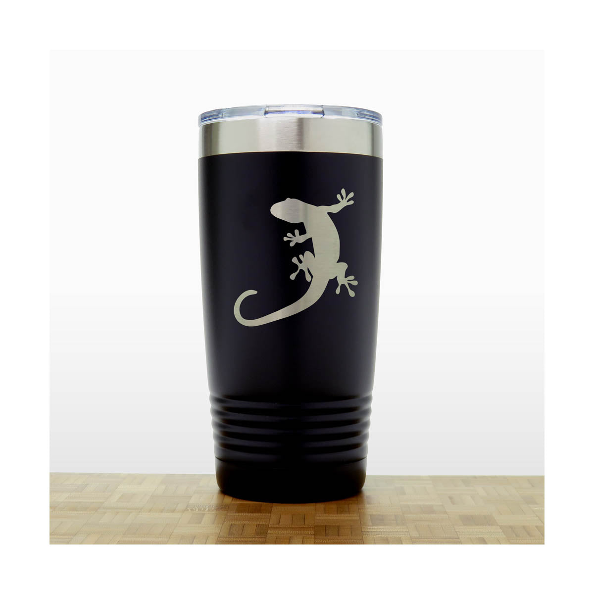 Black - Gecko Engraved 20 oz Insulated Tumbler - Copyright Hues in Glass