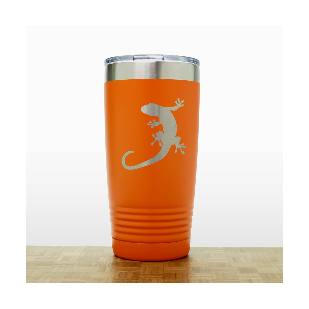 Orange - Gecko Engraved 20 oz Insulated Tumbler - Copyright Hues in Glass