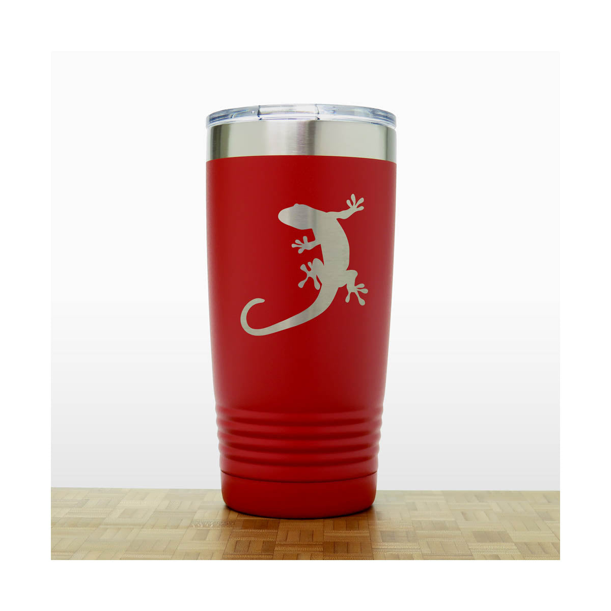 Red - Gecko Engraved 20 oz Insulated Tumbler - Copyright Hues in Glass