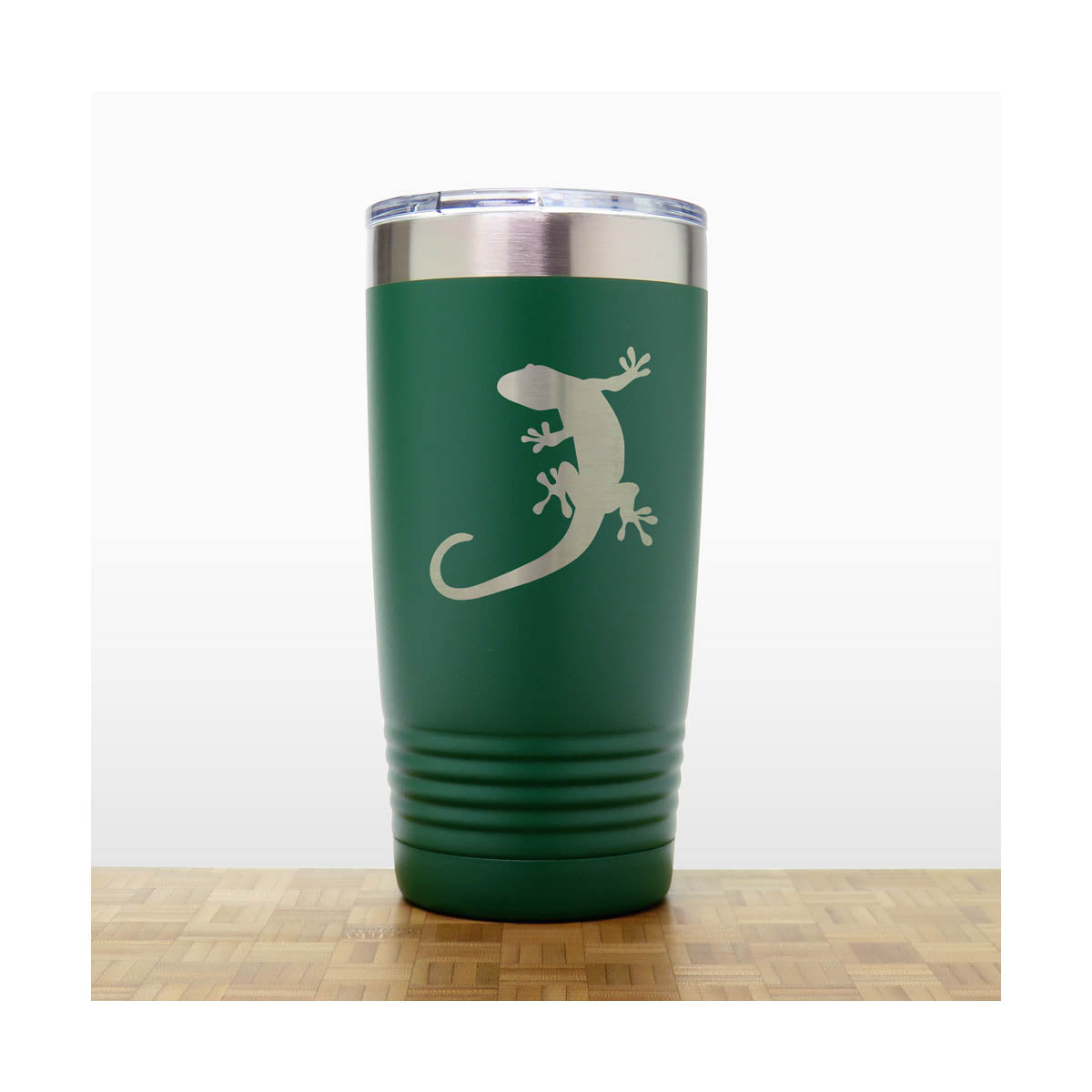 Green - Gecko Engraved 20 oz Insulated Tumbler - Copyright Hues in Glass