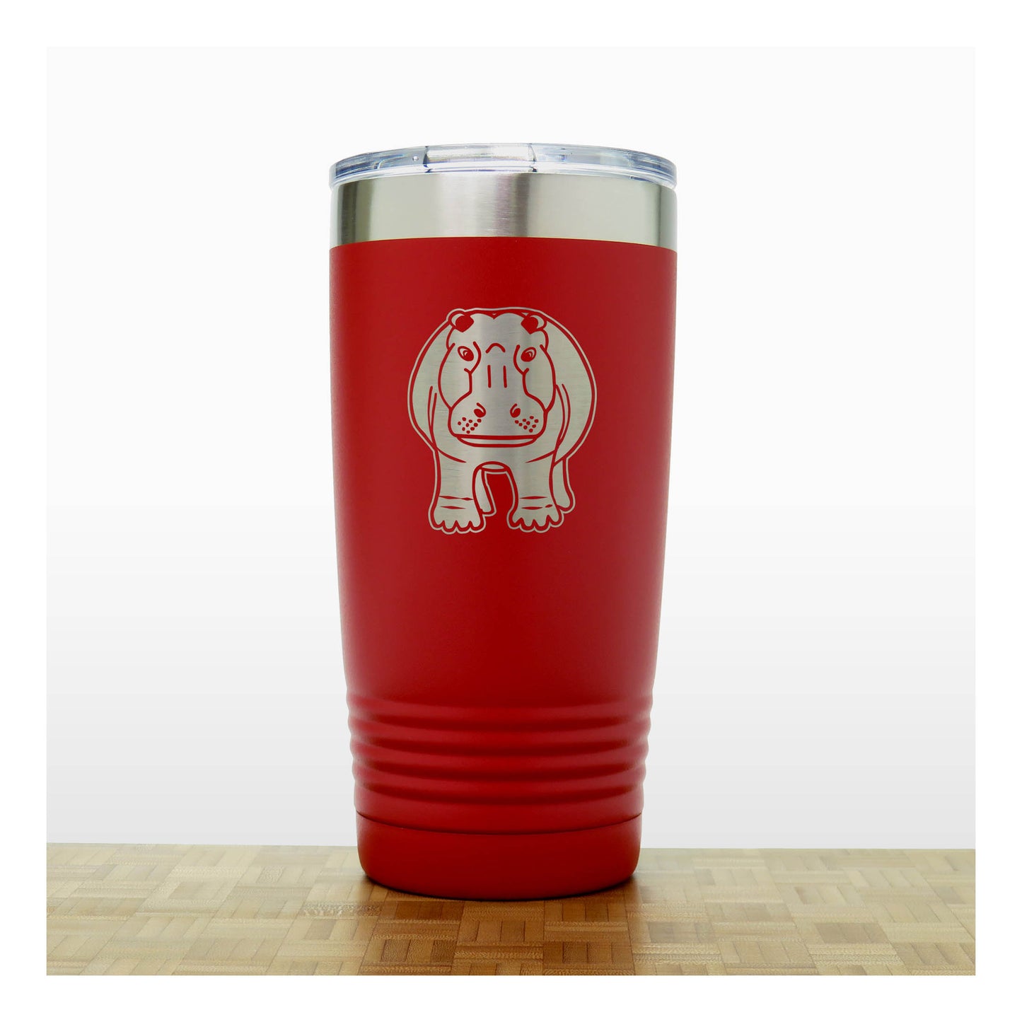 Red - Hippo Engraved 20 oz Insulated Tumbler - Design 2 - Copyright Hues in Glass