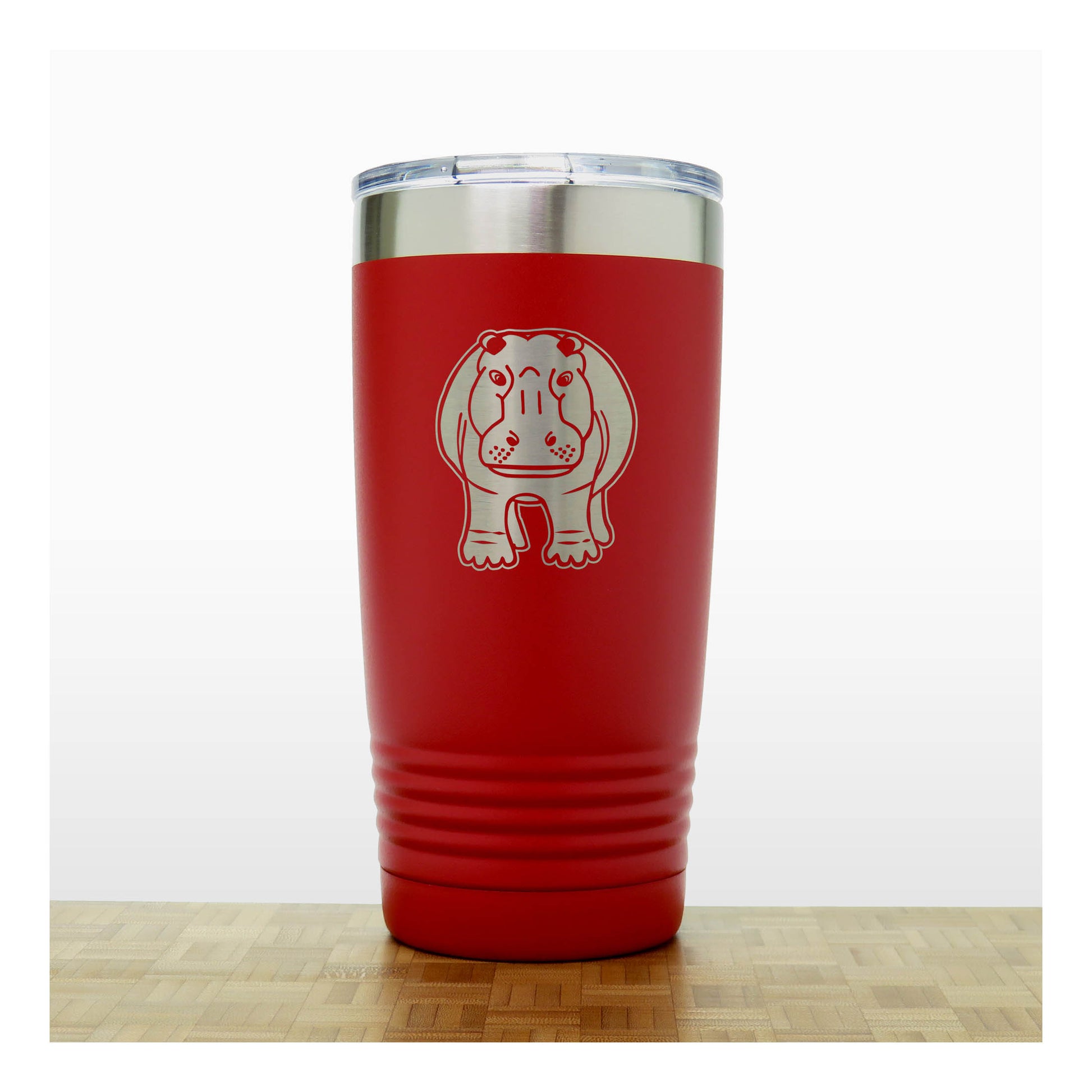 Red - Hippo Engraved 20 oz Insulated Tumbler - Design 2 - Copyright Hues in Glass