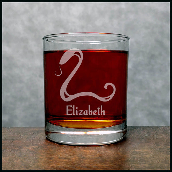 Personalized Snake Whisky Glass - Design 2 - Copyright Hues in Glass
