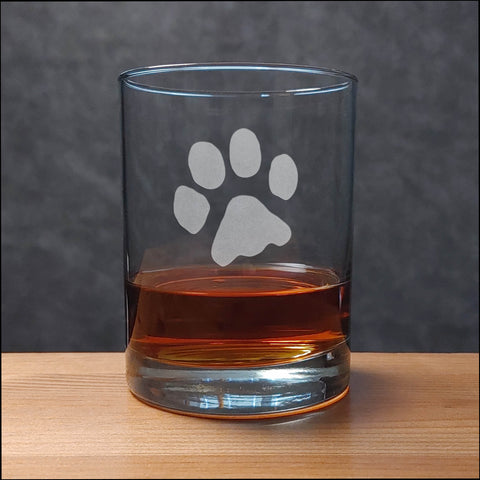 Cat Paw Print  13 oz Whisky Glass - Copyright Hues in Glass