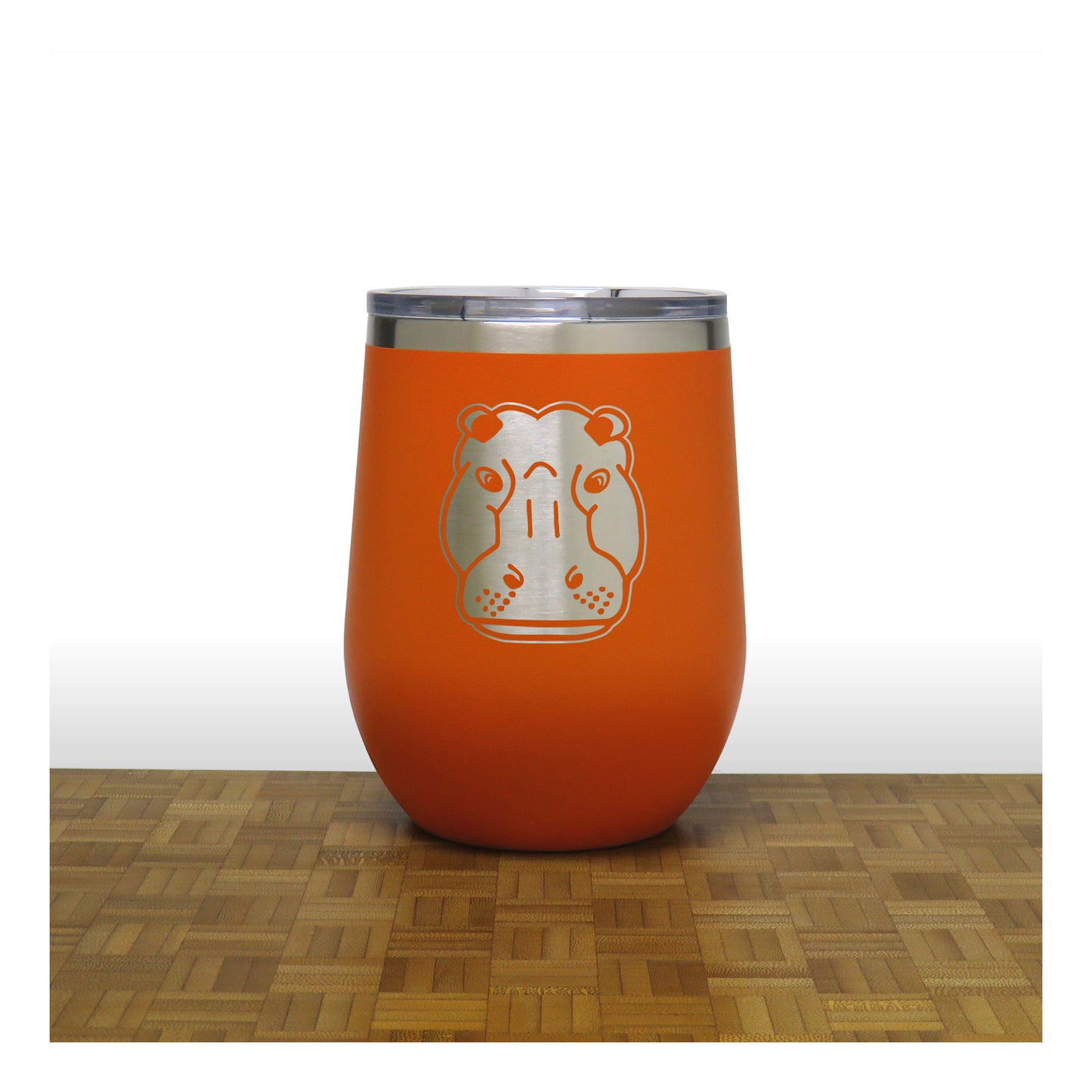 Orange - Hippo Head 12 oz Insulated Wine Tumbler - Copyright Hues in Glass