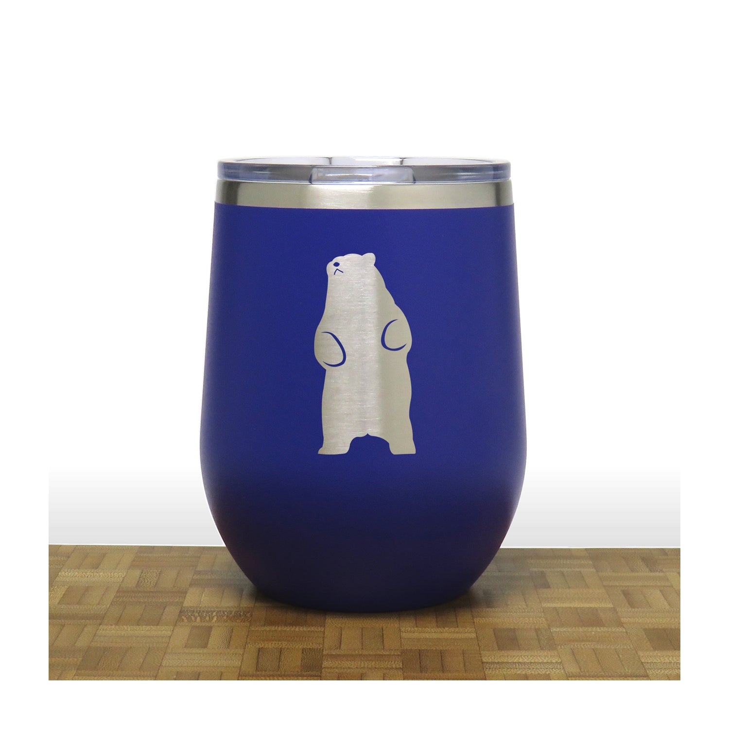 Blue - Standing Bear PC 12oz STEMLESS WINE