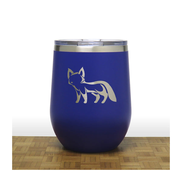 Blue  - Fox 4 PC 12oz STEMLESS WINE - Copyright Hues in Glass