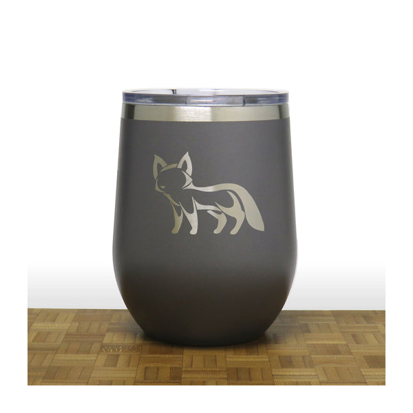 Grey - Fox 4 PC 12oz STEMLESS WINE - Copyright Hues in Glass