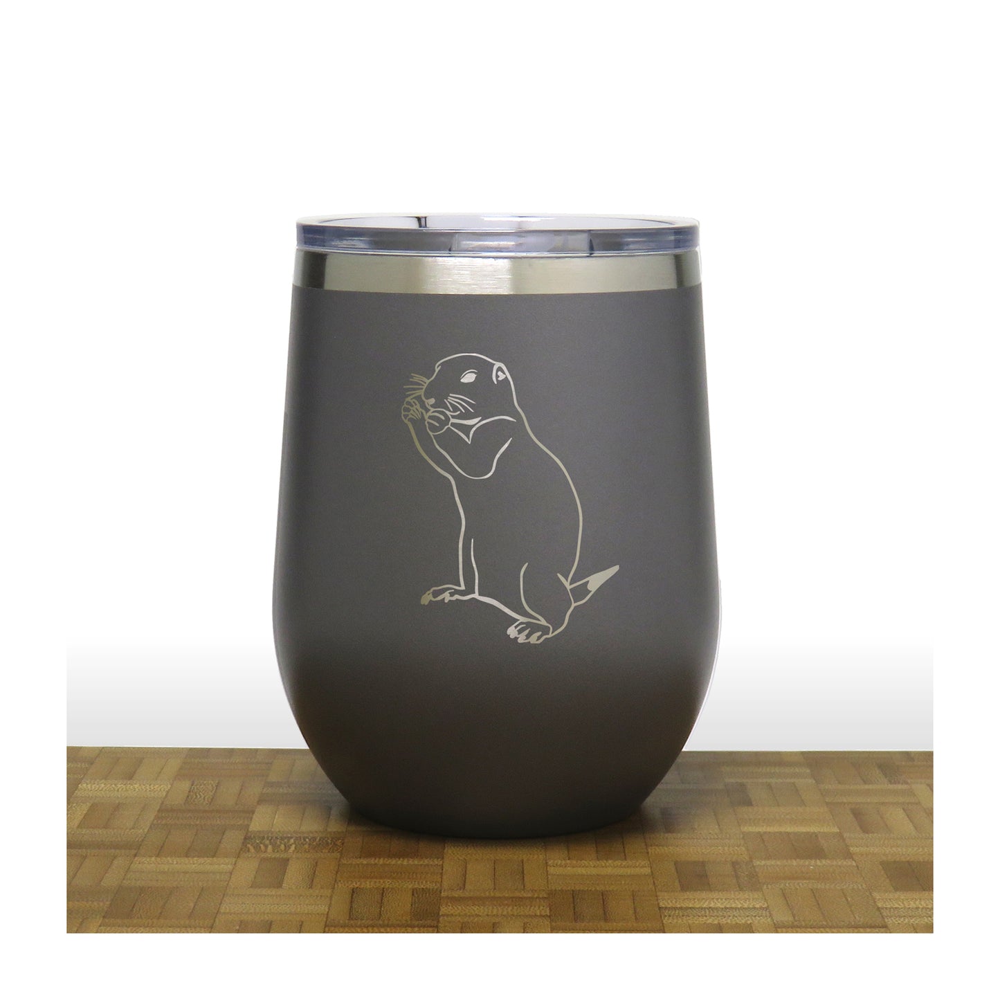 Grey - Gopher PC 12oz STEMLESS WINE - Copyright Hues in Glass