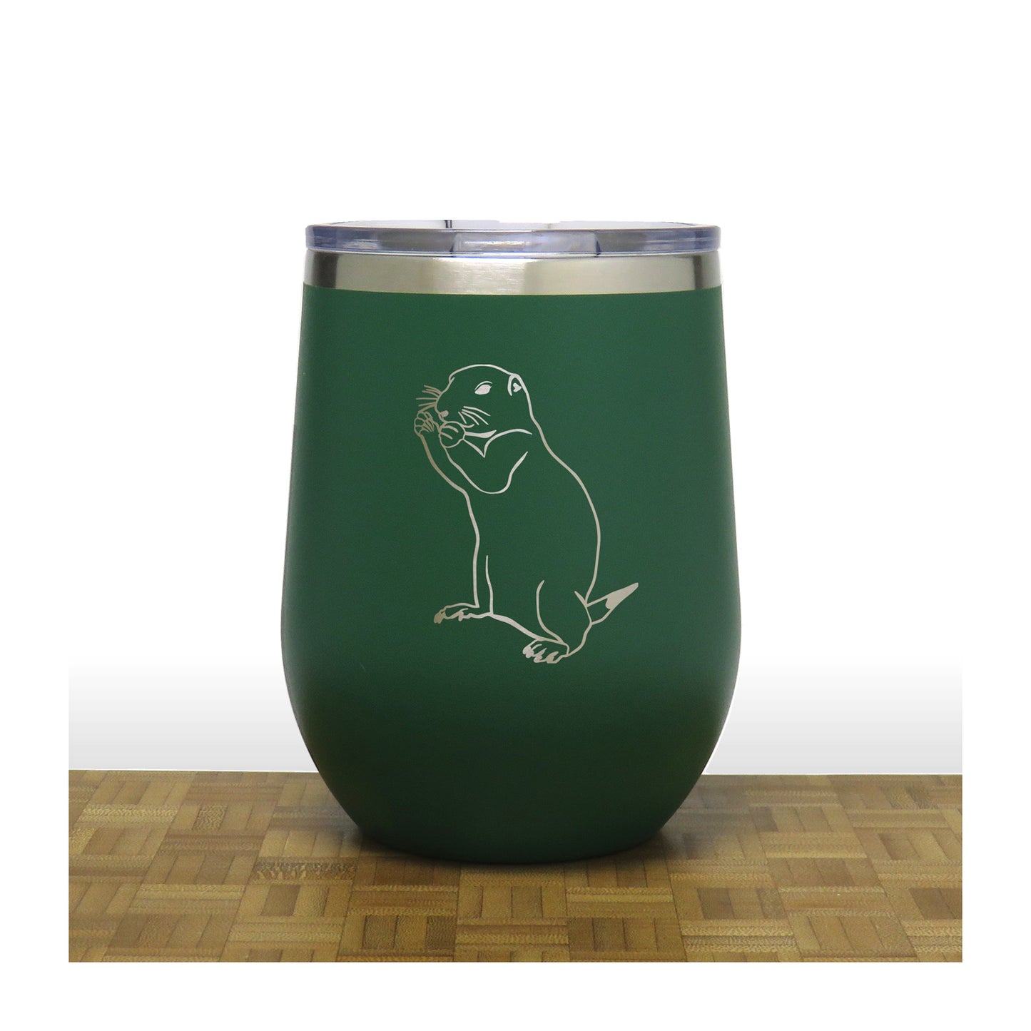 Green - Gopher PC 12oz STEMLESS WINE - Copyright Hues in Glass
