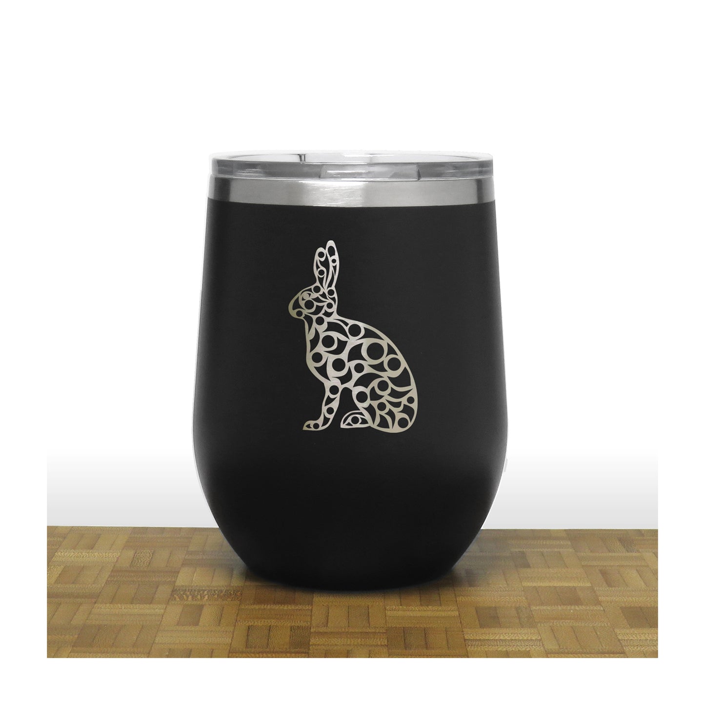 Black - Hare PC 12oz STEMLESS WINE - Copyright Hues in Glass