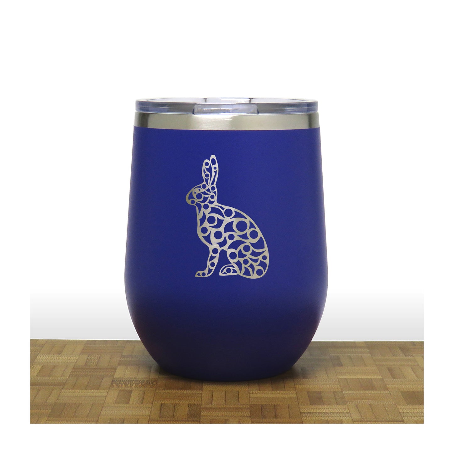 Blue - Hare PC 12oz STEMLESS WINE - Copyright Hues in Glass