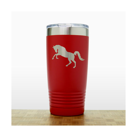 Red - Rearing Horse - Horse Graze 20 oz Insulated Tumbler - Copyright Hues in Glass