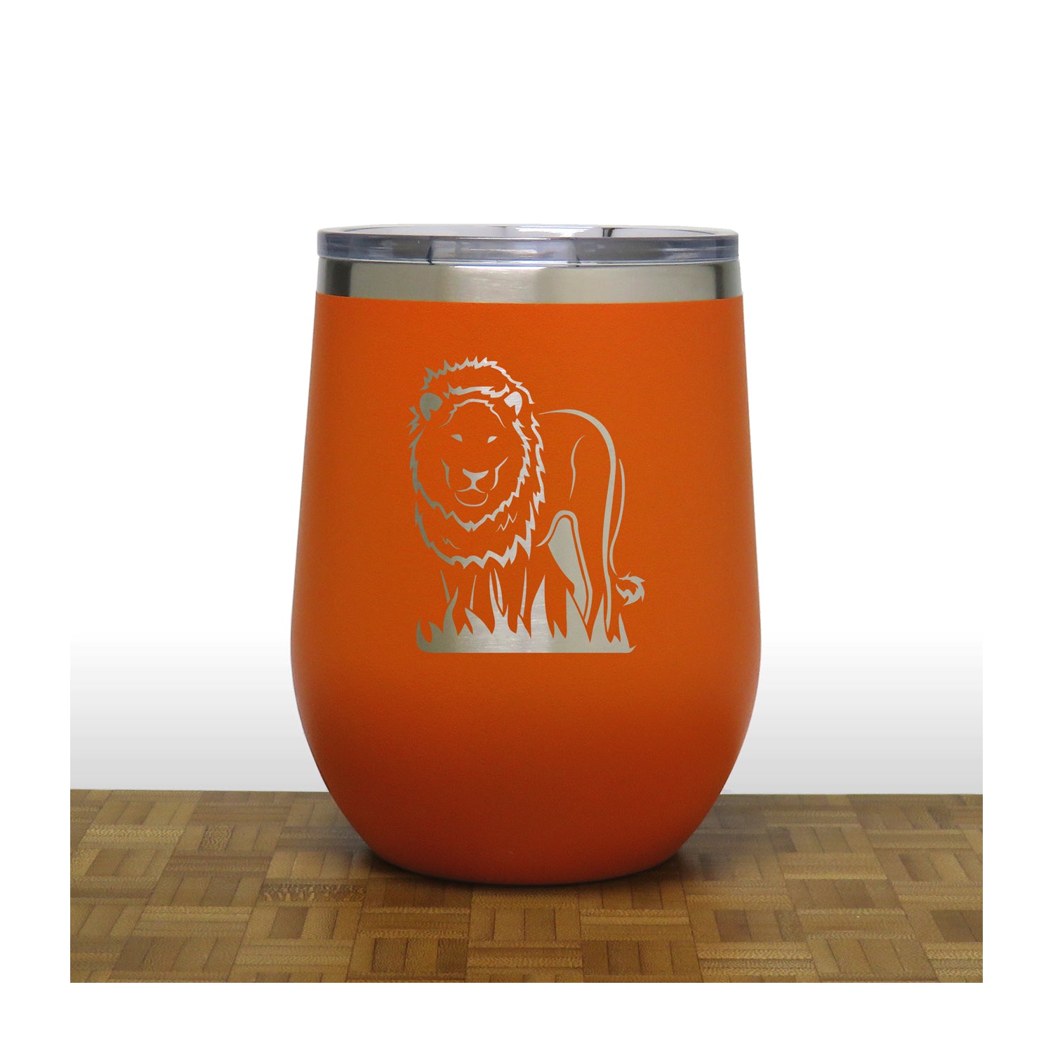 Orange - Lion PC 12oz STEMLESS WINE - Copyright Hues in Glass