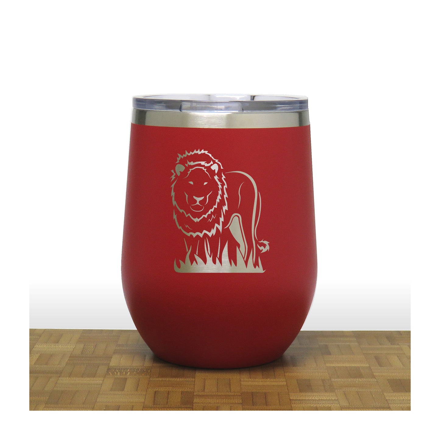 Red - Lion PC 12oz STEMLESS WINE - Copyright Hues in Glass