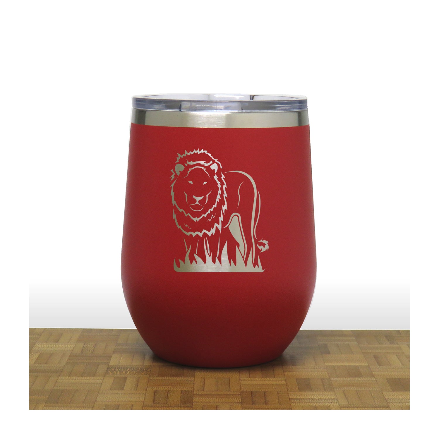Red - Lion PC 12oz STEMLESS WINE - Copyright Hues in Glass
