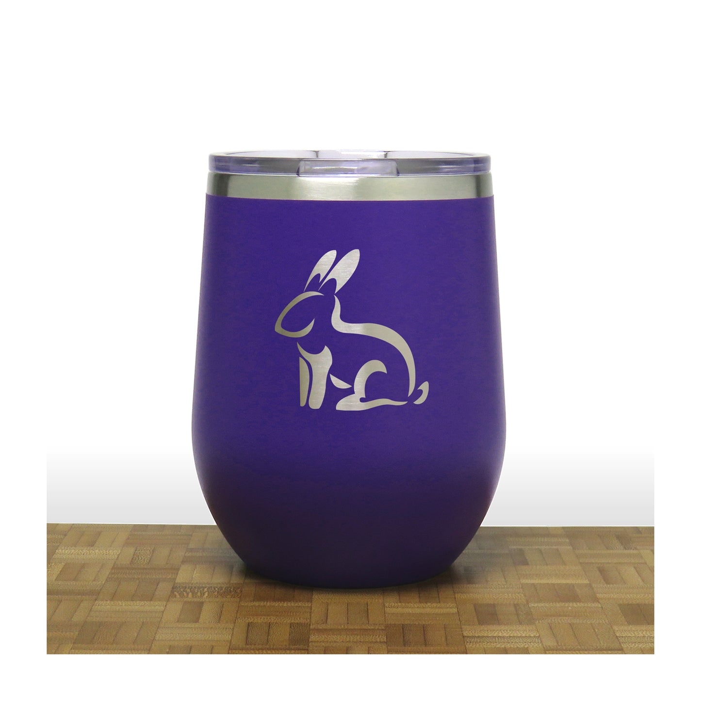 Purple - Sitting Rabbit PC 12oz STEMLESS WINE - Copyright Hues in Glass