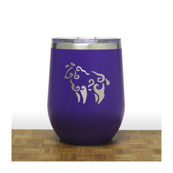 Purple - Sheep PC 12oz STEMLESS WINE - Copyright Hues in Glass
