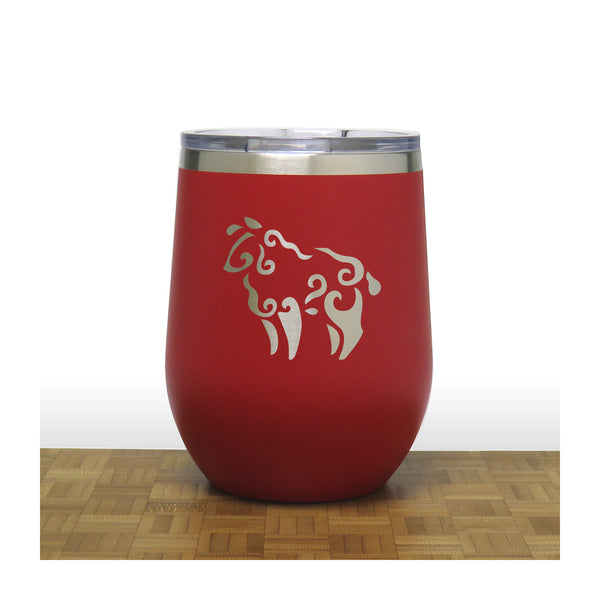 Red - Sheep PC 12oz STEMLESS WINE - Copyright Hues in Glass
