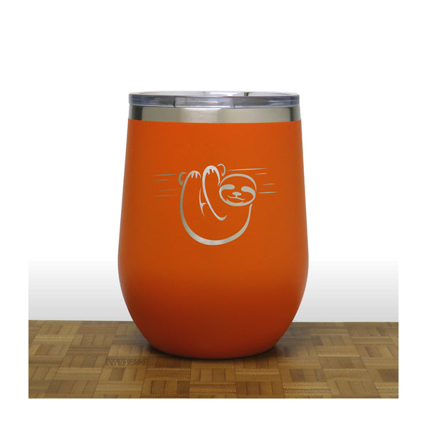Orange - Sloth PC 12oz STEMLESS WINE - Copyright Hues in Glass