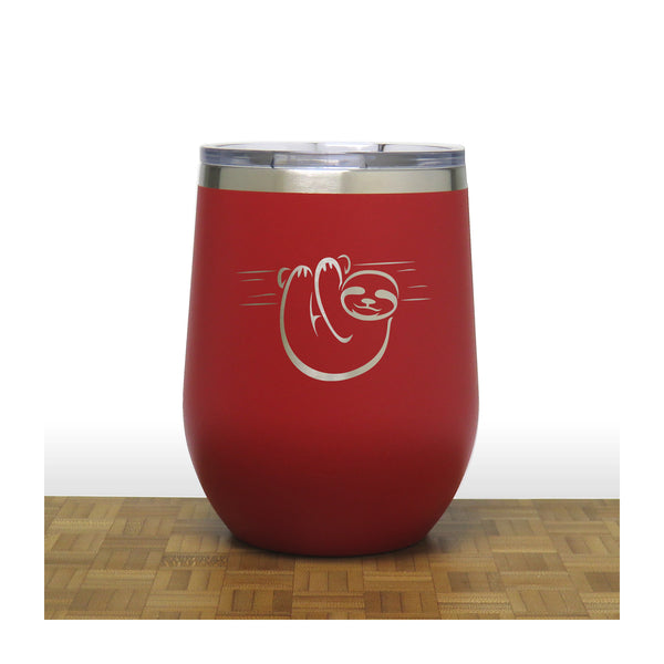 Red - Sloth PC 12oz STEMLESS WINE - Copyright Hues in Glass