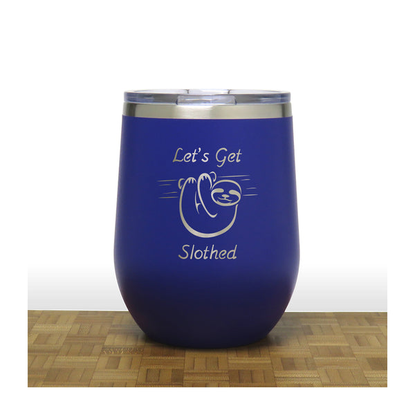 Blue - Let's Get Slothed PC 12oz STEMLESS WINE - Copyright Hues in Glass