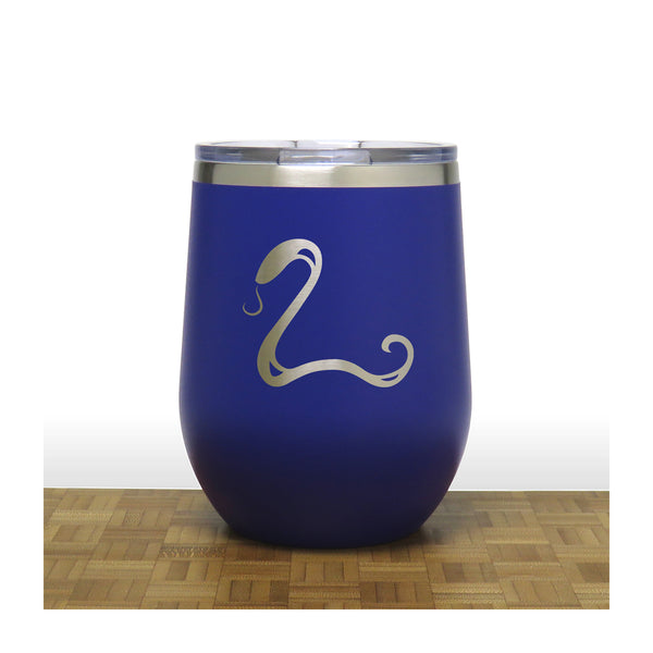 Blue - Snake PC 12oz STEMLESS WINE - Copyright Hues in Glass