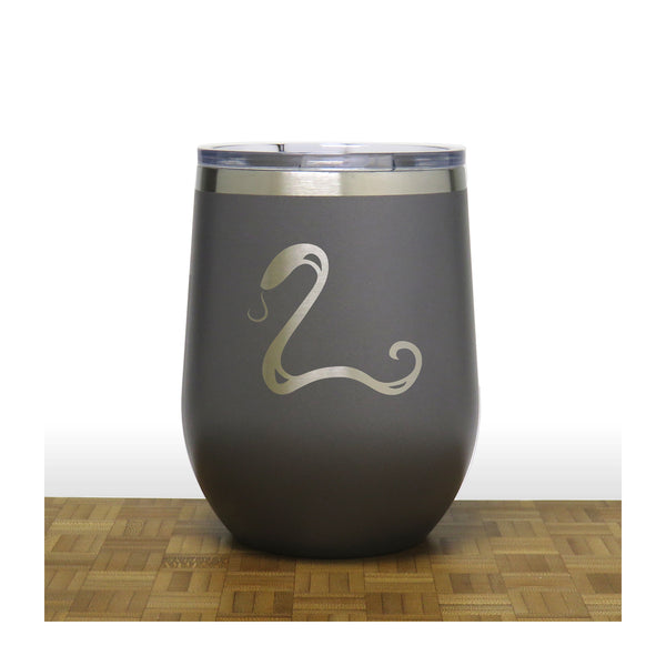 Grey - Snake PC 12oz STEMLESS WINE - Copyright Hues in Glass