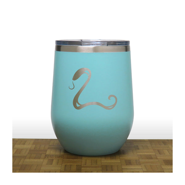 Teal - Snake PC 12oz STEMLESS WINE - Copyright Hues in Glass