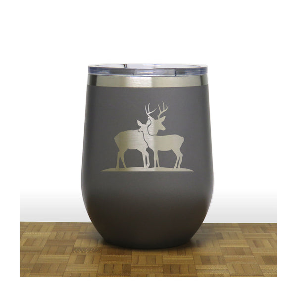 Grey - Stag and Doe PC 12oz STEMLESS WINE - Copyright Hues in Glass