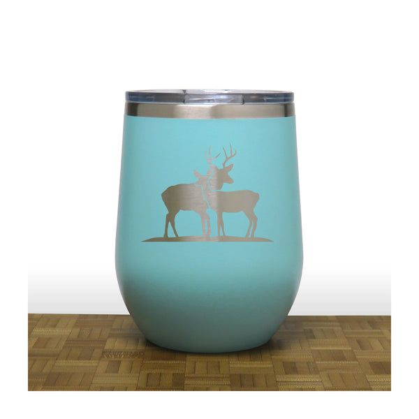 Teal - Stag and Doe PC 12oz STEMLESS WINE - Copyright Hues in Glass